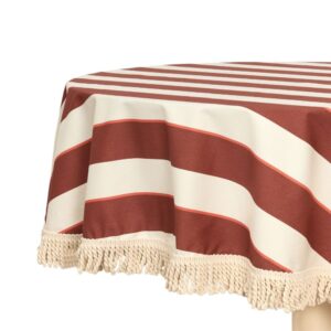 NAPPE RONDE AVEC FRANGES 160CM MARRON CABANA STRIPES