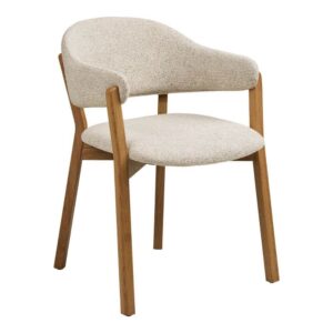 CHAISE EN CHÊNE ET TISSU BEIGE DUNKIRK (AVEC ACCOUDOIRS)